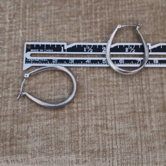 Silver Tone Rhinestone Loop Earrings - Picture 3 of 6